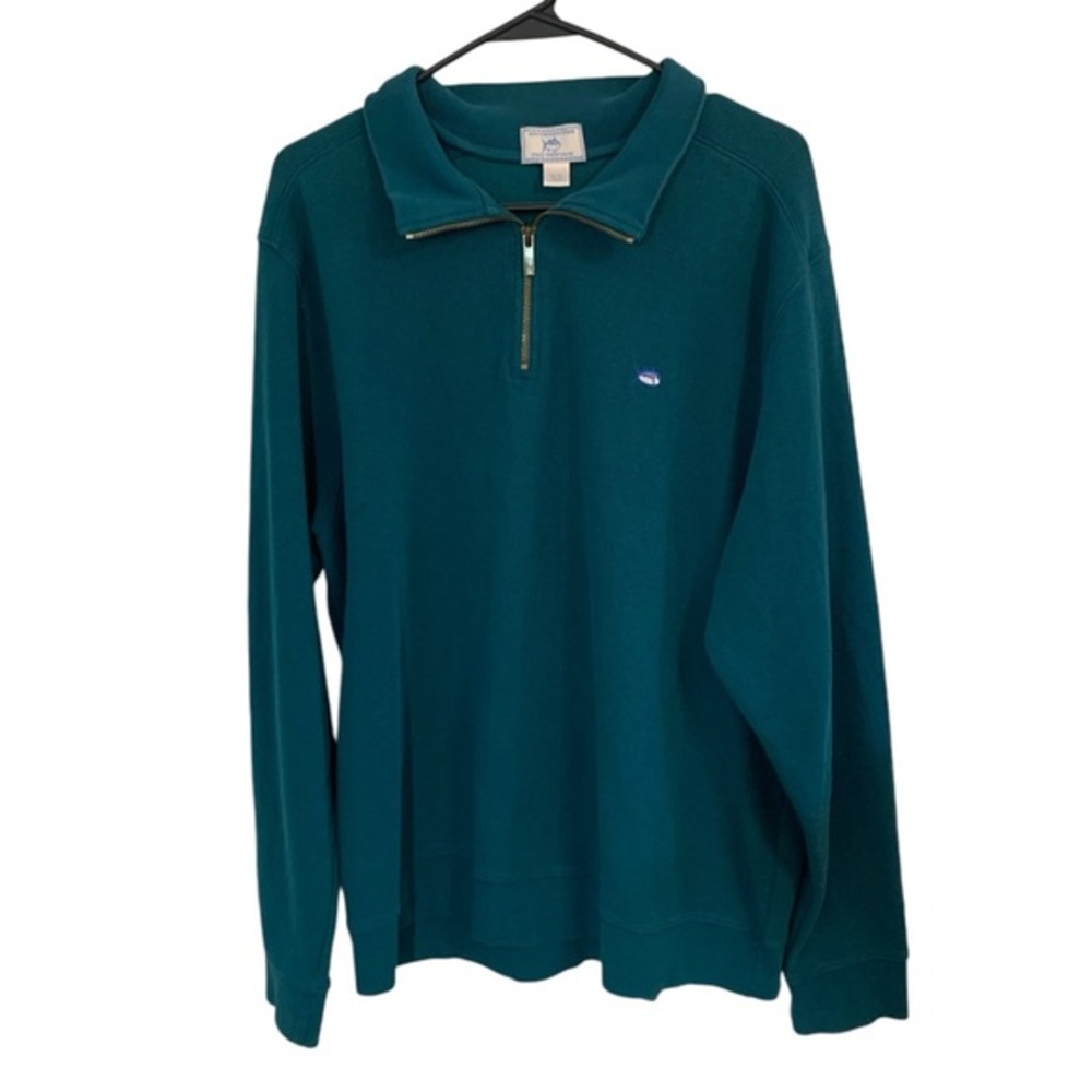 Southern Tide Skipjack Mens XL Blue Coral Half Zip Pullover Shirt